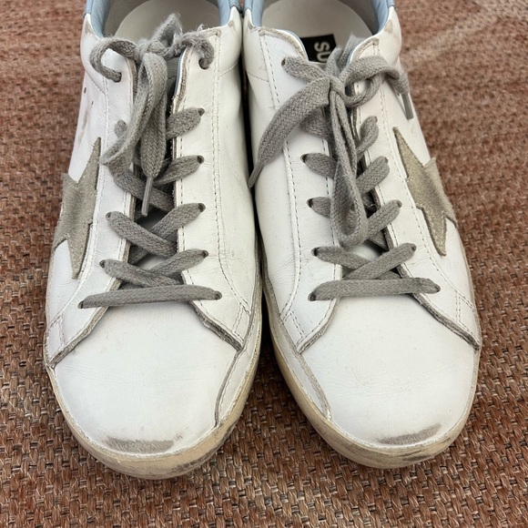Golden Goose Superstar Leather Suede Star And Spur Cream Sole Sneakers - Picture 4 of 8